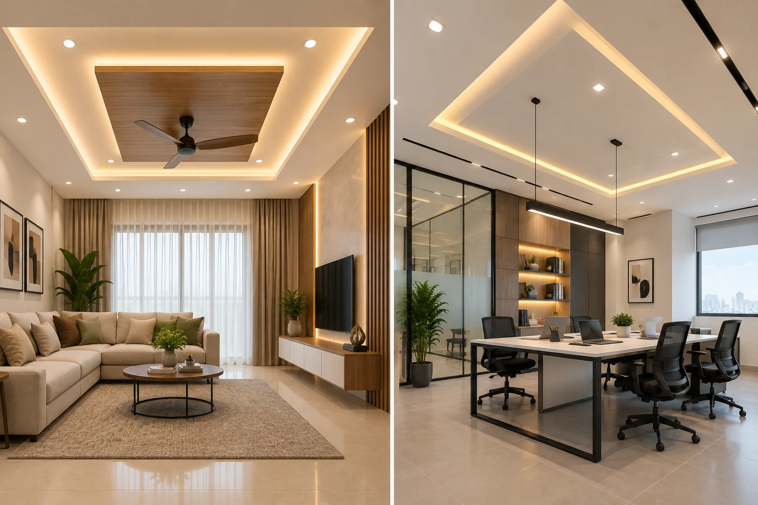 False ceiling designs for living room and office spaces