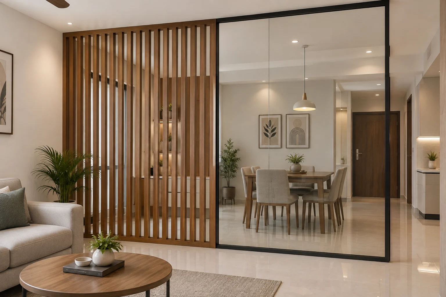 Glass partition vs wooden partition for office interiors