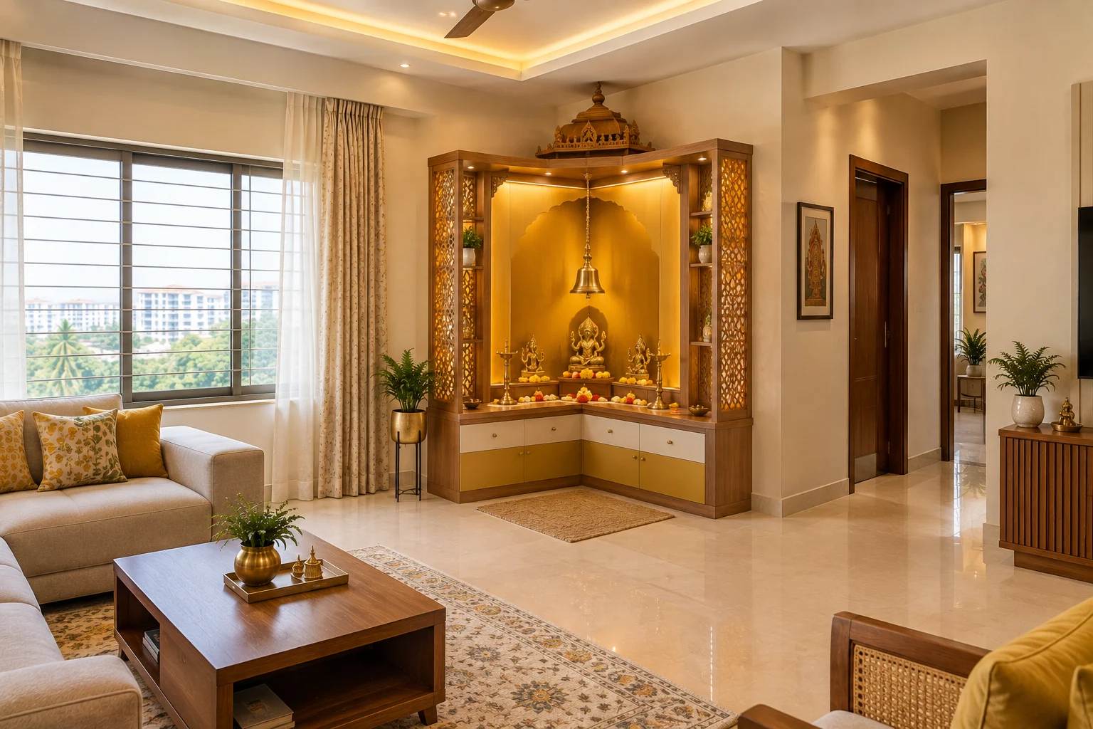 Corner Pooja Unit