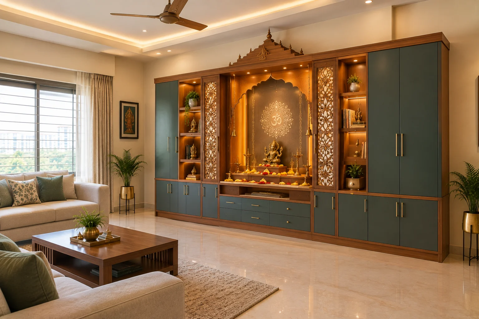 Pooja Unit with Storage