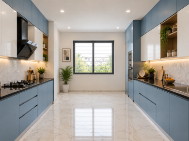 Parallel modular kitchen layout