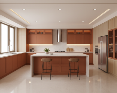 Island modular kitchen layout
